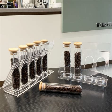 咖啡豆分装试管亚克力展示架玻璃储物罐摆件创意收纳咖啡豆分类瓶_虎窝淘