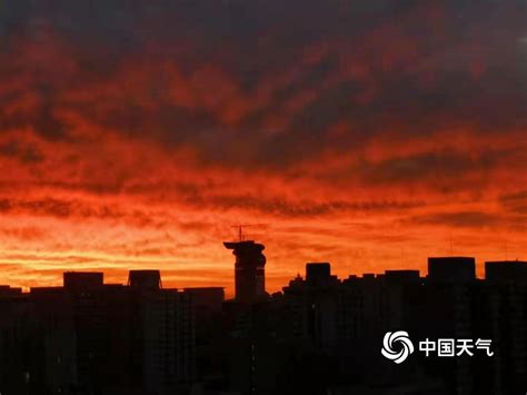 唯美！北京今晨橘色朝霞铺满天际-天气图集-中国天气网