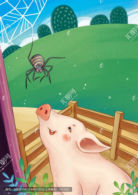 夏洛的网小猪和蜘蛛,动漫卡通,设计素材,设计模板,汇图网www.huitu.com