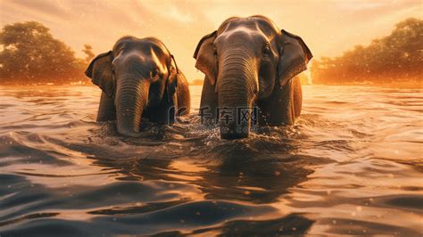 大象展示游泳吹出泰国水下树干泡的气生活幸福洗澡高清图片下载-正版图片307689675-摄图网