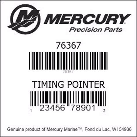 Mercury-Mercruiser 76367 POINTER, TIMING Genuine factory part