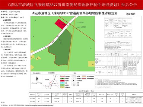 《清远市清城区飞来峡镇S377省道南侧局部地块控制性详细规划》草案公示