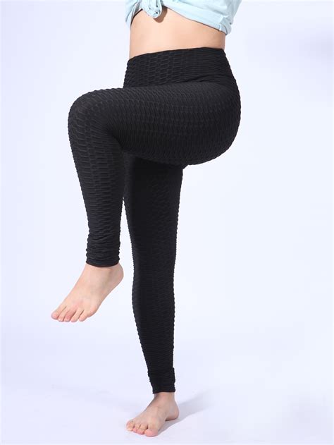 新款欧美瑜伽裤女高腰弹力紧身跑步运动裤透气外穿纯色健身裤-阿里巴巴