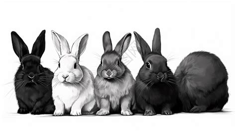 黑白线条画兔子素材图片免费下载-千库网