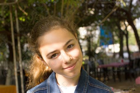 Portrait of a beautiful young teen turkish girl close up - stock photo ...