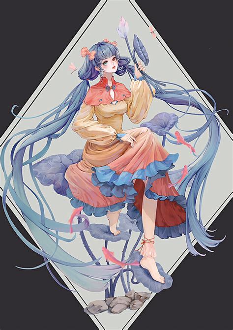 荷花拟人古风头像女生版