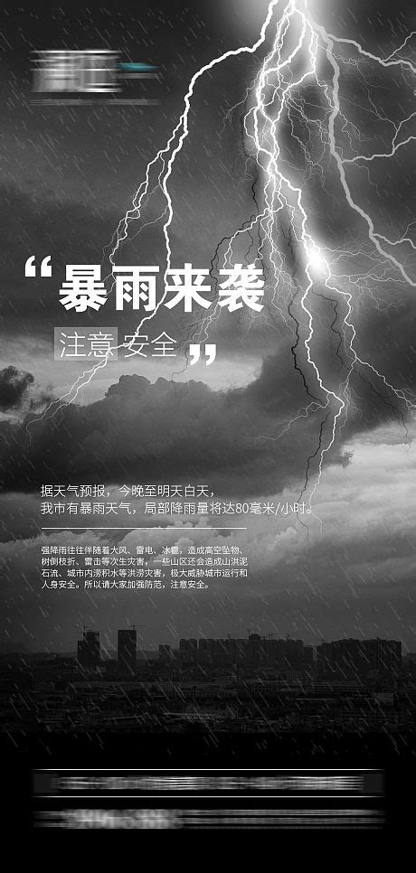 暴雨预警温馨提示海报AI广告设计素材海报模板免费下载-享设计