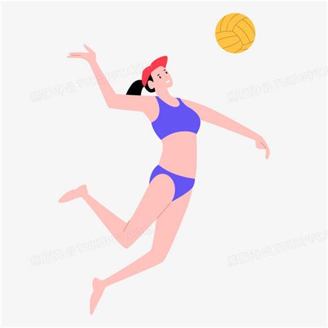 卡通手绘女生沙滩排球免抠元素PNG图片素材下载_卡通PNG_熊猫办公