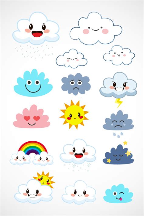 太阳云朵天气绘画可爱插画矢量图片素材免费下载 - 觅知网