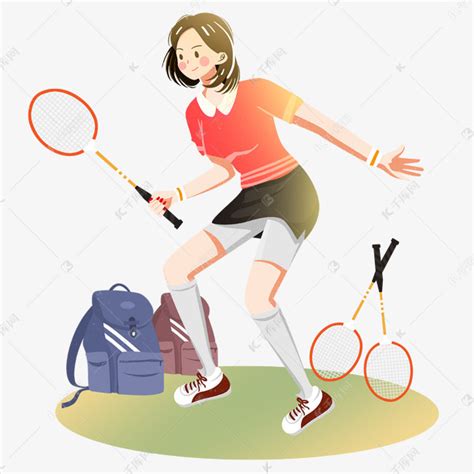 运动健身女孩打羽毛球素材图片免费下载-千库网
