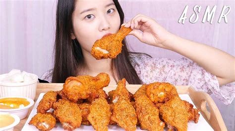 韩国女吃货，吃炸鸡，蘸点酱，听听咀嚼声，吃得真馋人_腾讯视频