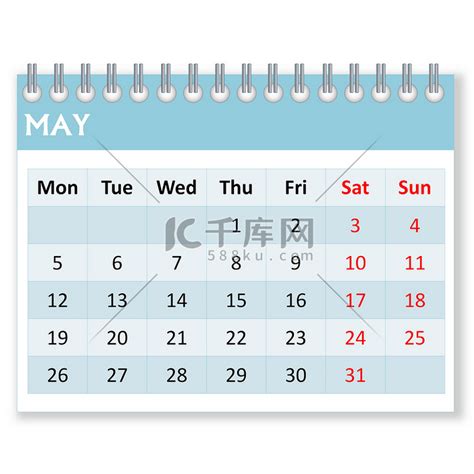 5 月的日历表高清摄影大图-千库网