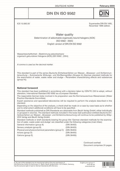 DIN EN ISO 9562:2005 DE - Wasserbeschaffenheit - Bestimmung ...