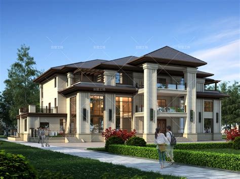 500平别墅设计效果图，恢弘大气的新中式豪宅