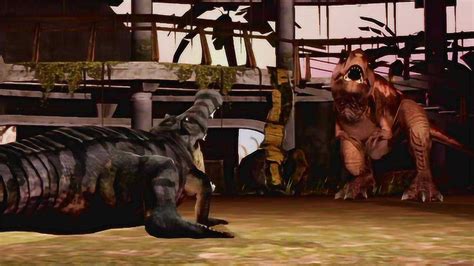 侏罗纪世界：帝鳄死亡旋转咬击败第二型霸王龙_腾讯视频