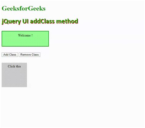 jQuery UI | addClass() Method - GeeksforGeeks