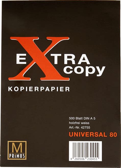 Primus 42755 - Kopierpapier Extra Copy DIN A5, weiß, 500 Blatt, 80 g/m² ...