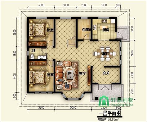 新中式二层别墅设计图 - 轩鼎房屋图纸