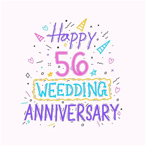 Happy 56th wedding anniversary hand lettering. 56 years anniversary ...