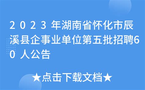 2023年湖南省怀化市辰溪县企事业单位第五批招聘60人公告
