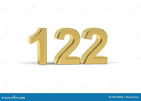 Golden 3d Number 122 - Year 122 Isolated on White Background Stock ...