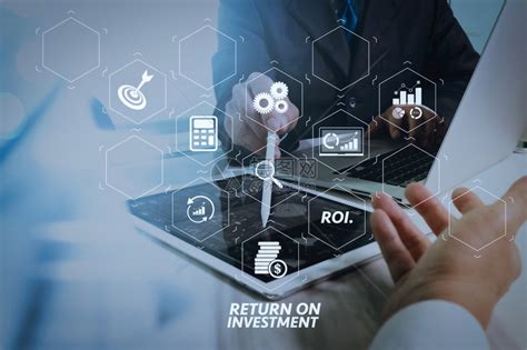 ROI 投资回报虚拟屏幕互联网商业金融和大数据技术概念。高清摄影大图-千库网