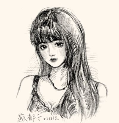 甜美女生速写头像