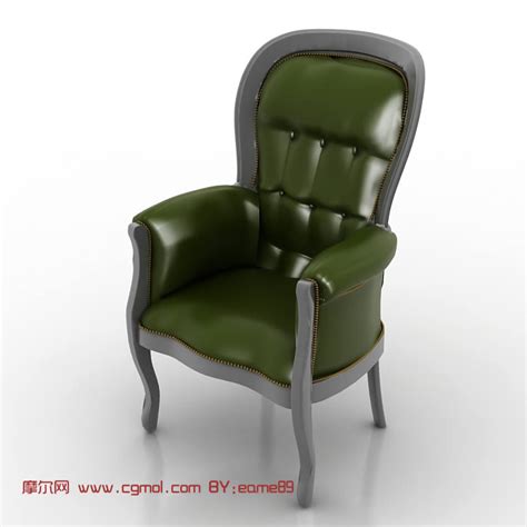 绿色真皮沙发椅,椅子3D模型_室内家具模型下载-摩尔网CGMOL