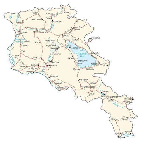 亚美尼亚高清全图_亚美尼亚地图库_地图窝