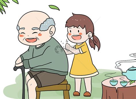 关爱老人漫画插画图片下载-正版图片400166472-摄图网