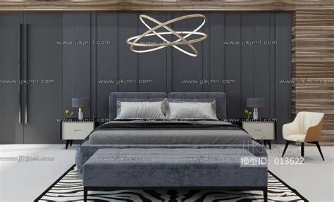 H30-1209现代卧室现代床床头柜3d模型下载-【集简空间】「每日更新」