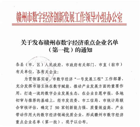 龙南4家企业入选！赣州公布首批数字经济重点企业名单 | 龙南市人民政府