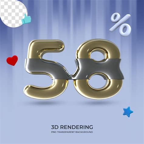 3d Numbers 58 In A Circle On Transparent Background, 58, Number, Symbol ...