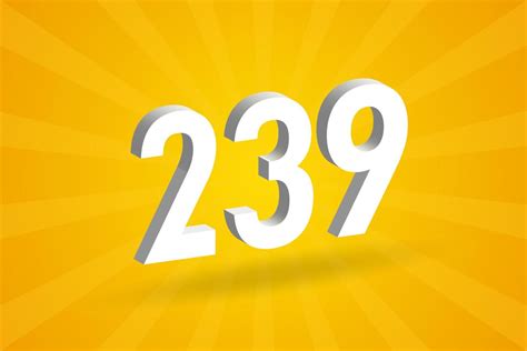 Number 239 vector font alphabet. Yellow 239 number with black ...