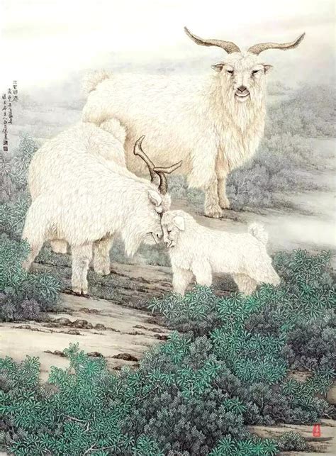 白占荣动物羊《三羊开泰》-复圣轩字画