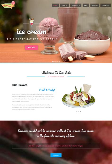 冰淇淋网页设计代码，可爱的冰淇淋网页设计模板-17素材网