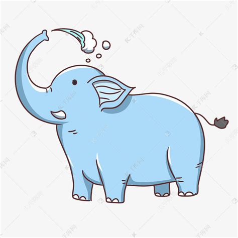 蓝色喷水大象素材图片免费下载-千库网