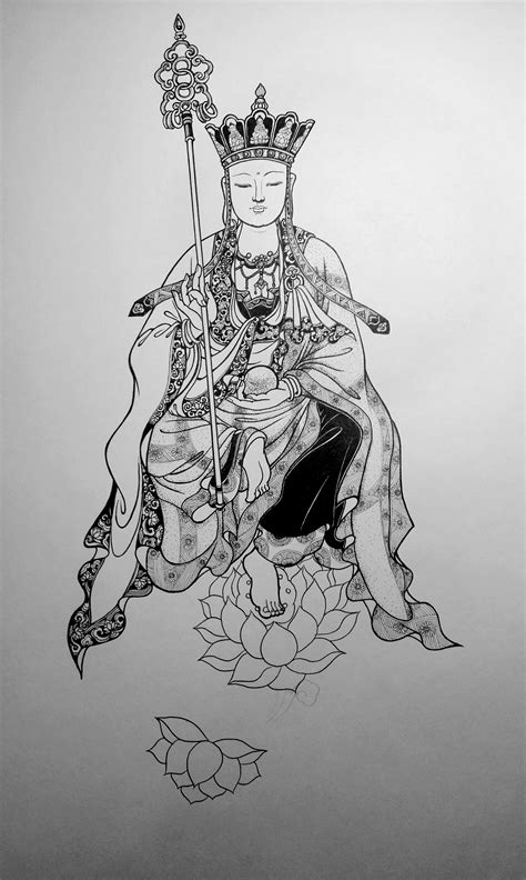 手绘地藏王菩萨（针管笔）|纯艺术|绘画|李沫融 - 原创作品 - 站酷 (ZCOOL)
