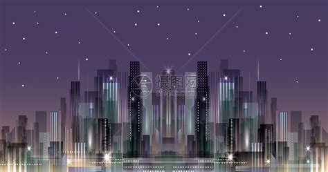 城市夜景剪影插画插画图片下载-正版图片400102146-摄图网