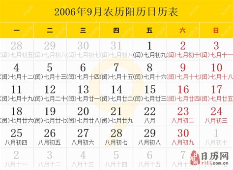 2006年日历表,2006年农历表（阴历阳历节日对照表） - 日历网