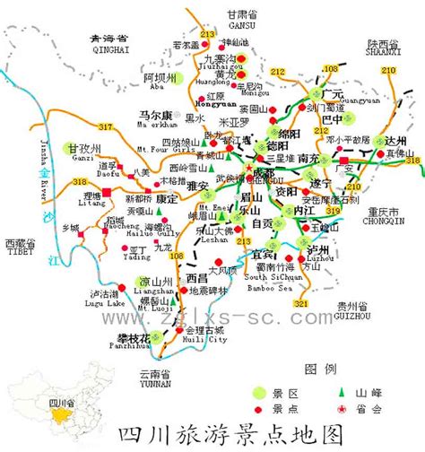 四川旅游地图和景点分布-四川省中国旅行社