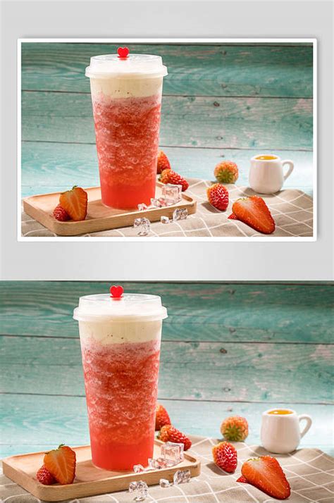 奶茶/果汁草莓饮料创意海报设计