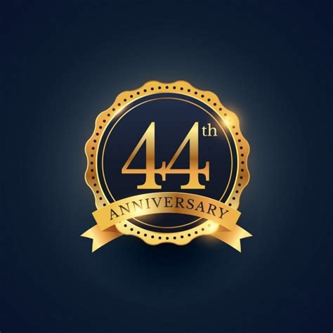 Free Vector | Golden badge for the 44th anniversary