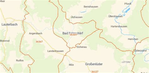 36364 Bad Salzschlirf mit PLZ Karte und Straßenverzeichnis
