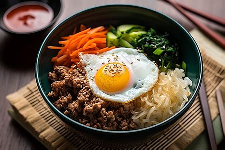 韩式蔬菜拌饭餐饮美食菜品摄影图片