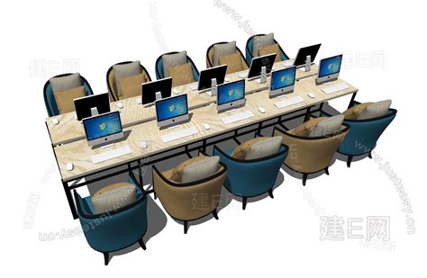 现代风格网吧桌椅-sketchup模型_sketchup模型库_建E室内设计网!