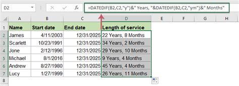 How to Calculate the Length of Service from Join Date to Current Date ...