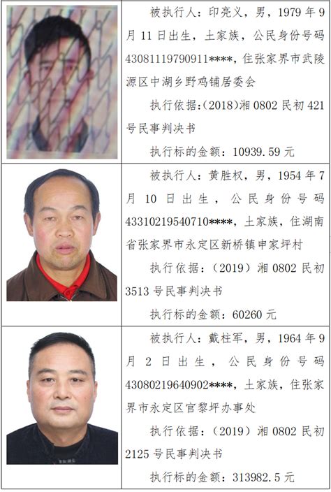 湖南省张家界市永定区人民法院失信被执行人名单(2020年第二十一期) 华声在线张家界频道