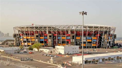 Pop-up stadium built with shipping containers opens ahead of 2022 World Cup