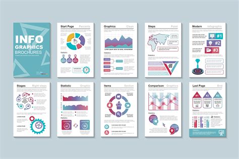 数据演示文稿信息图表宣传册版式设计模板v2 Presentation Infographic Brochure Template – 设计小咖